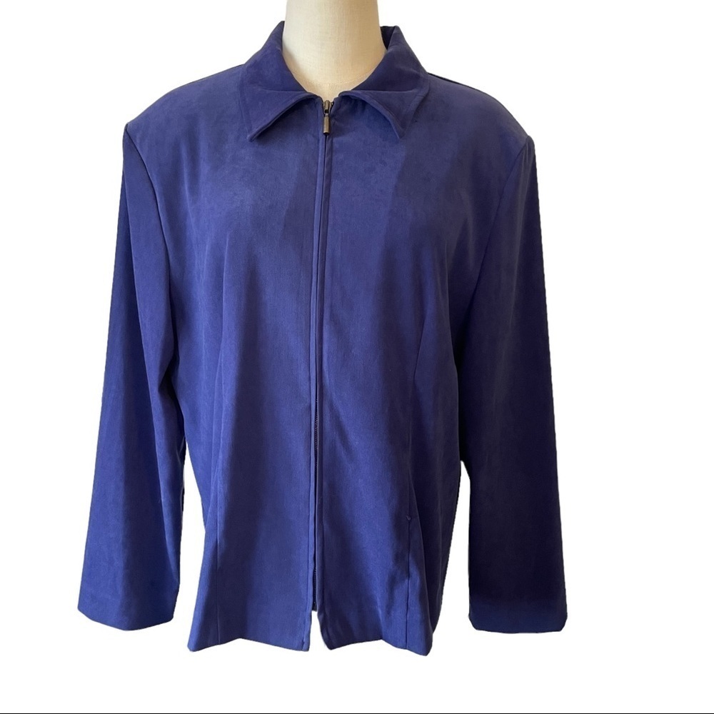 Briggs purple front zip jacket blazer with shoulder pads